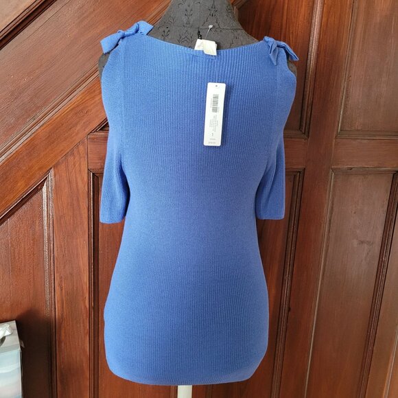 Chicos Blue Shoulder Tie Pullover Sweater Size 1 - Picture 6 of 7